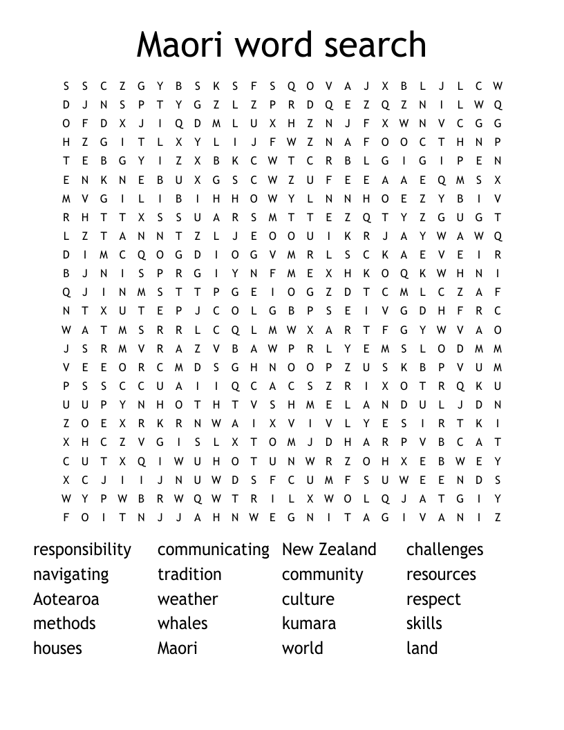 Maori word search
