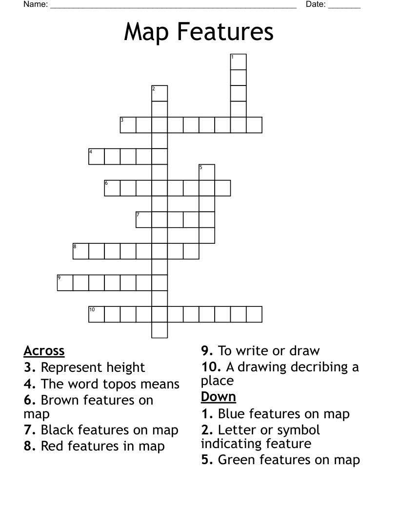Map Features Crossword
