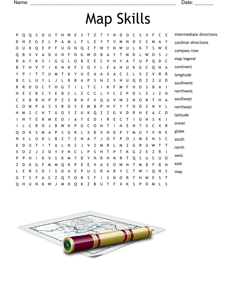 Map Skills Word Search