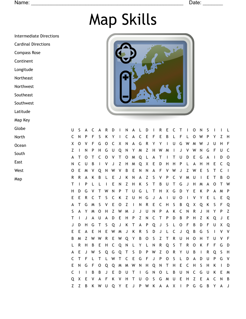 Map Skills Word Search