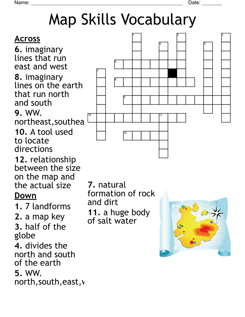 Map Skills Vocabulary  Crossword