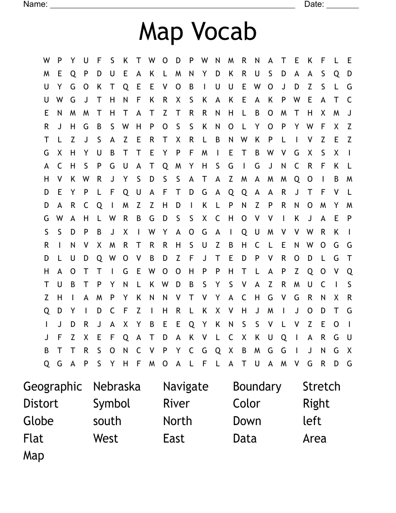 Map Vocab Word Search