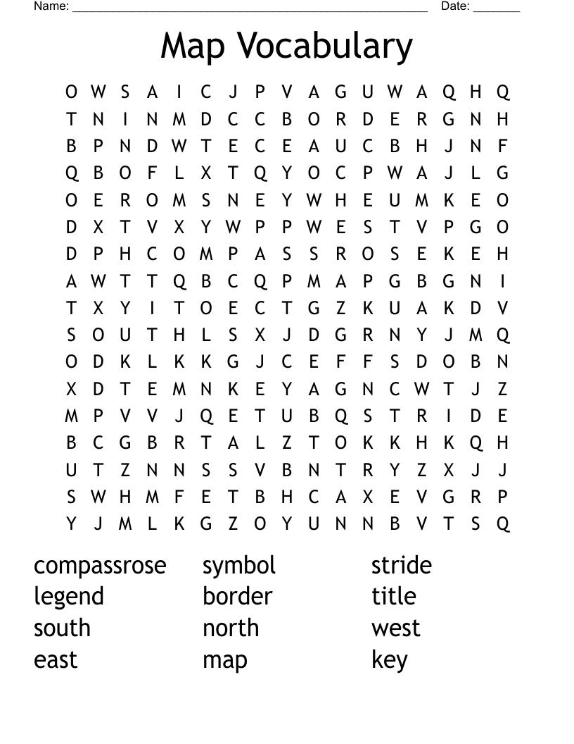 Map Vocabulary Word Search