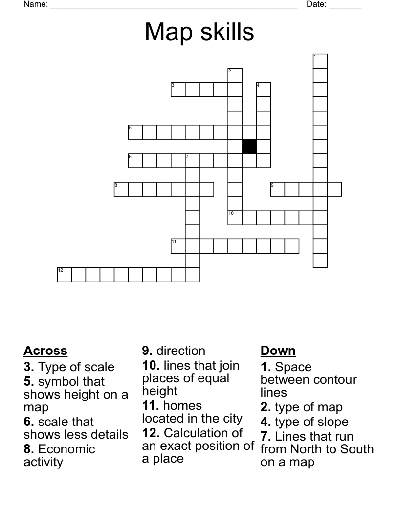 Map skills  Crossword