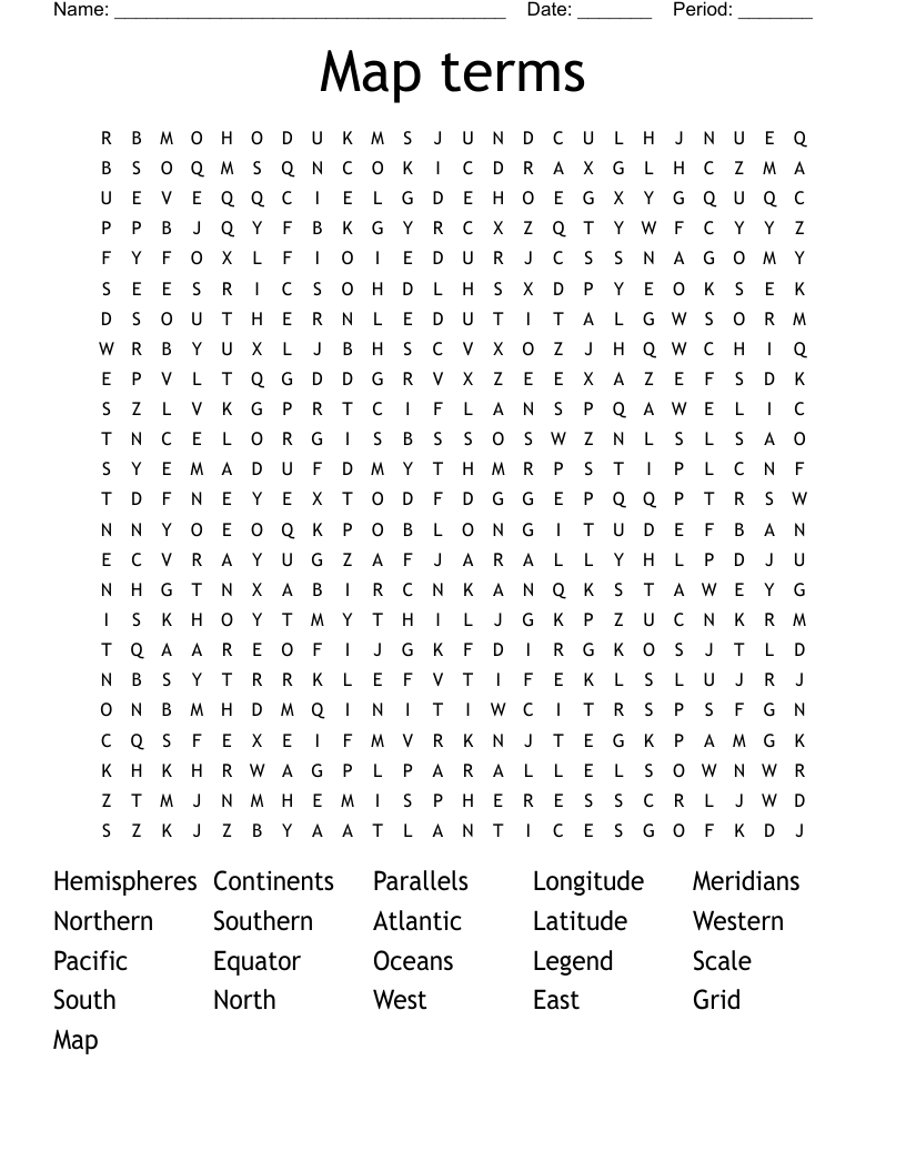 Map terms Word Search