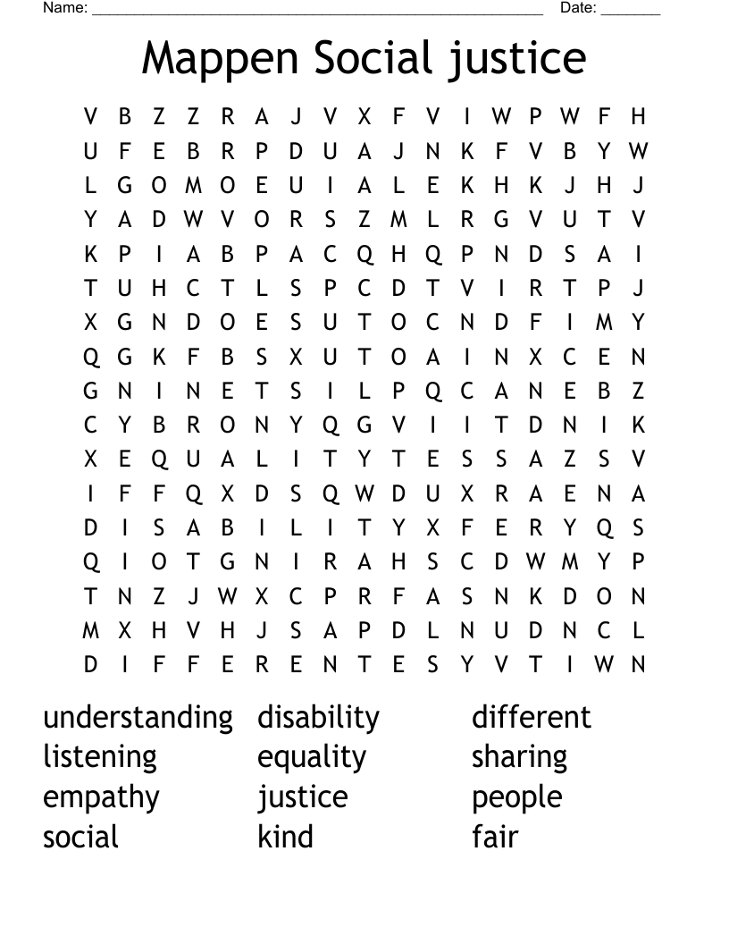 Mappen Social justice Word Search