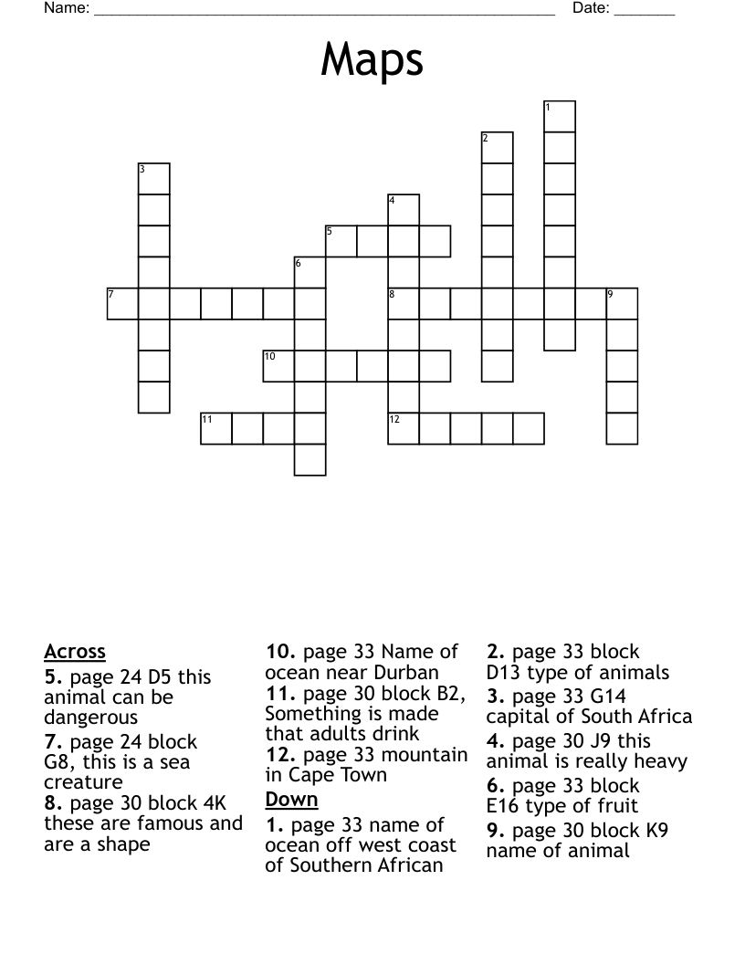 Maps Crossword