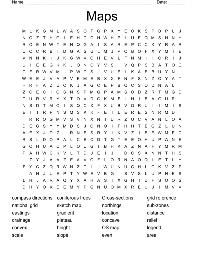 Maps Word Search