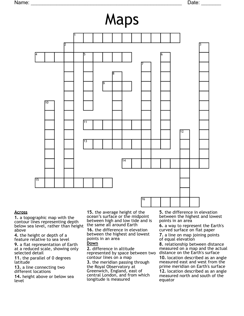 Maps Crossword