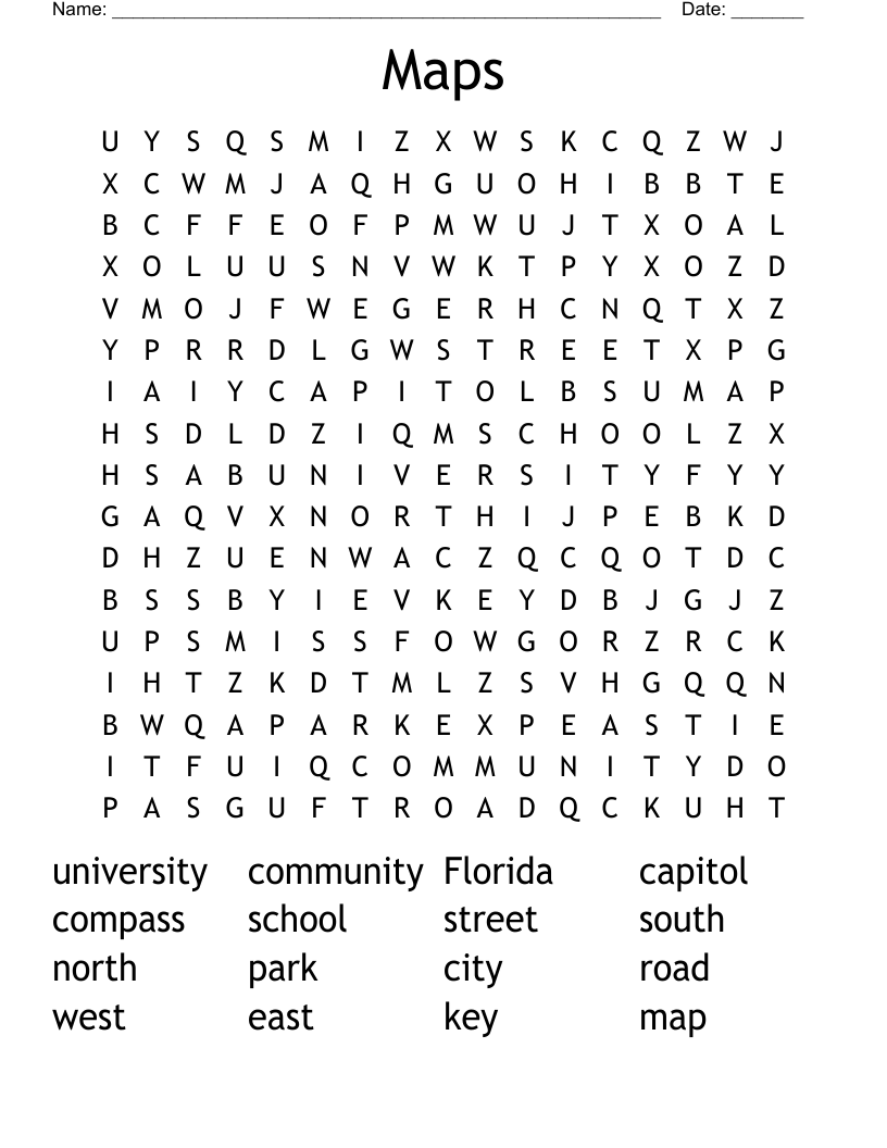 Maps Word Search