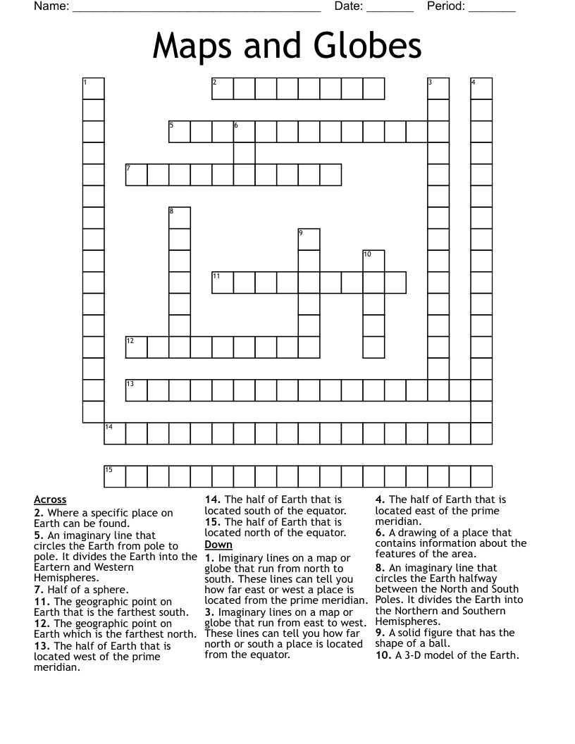 Maps and Globes Crossword