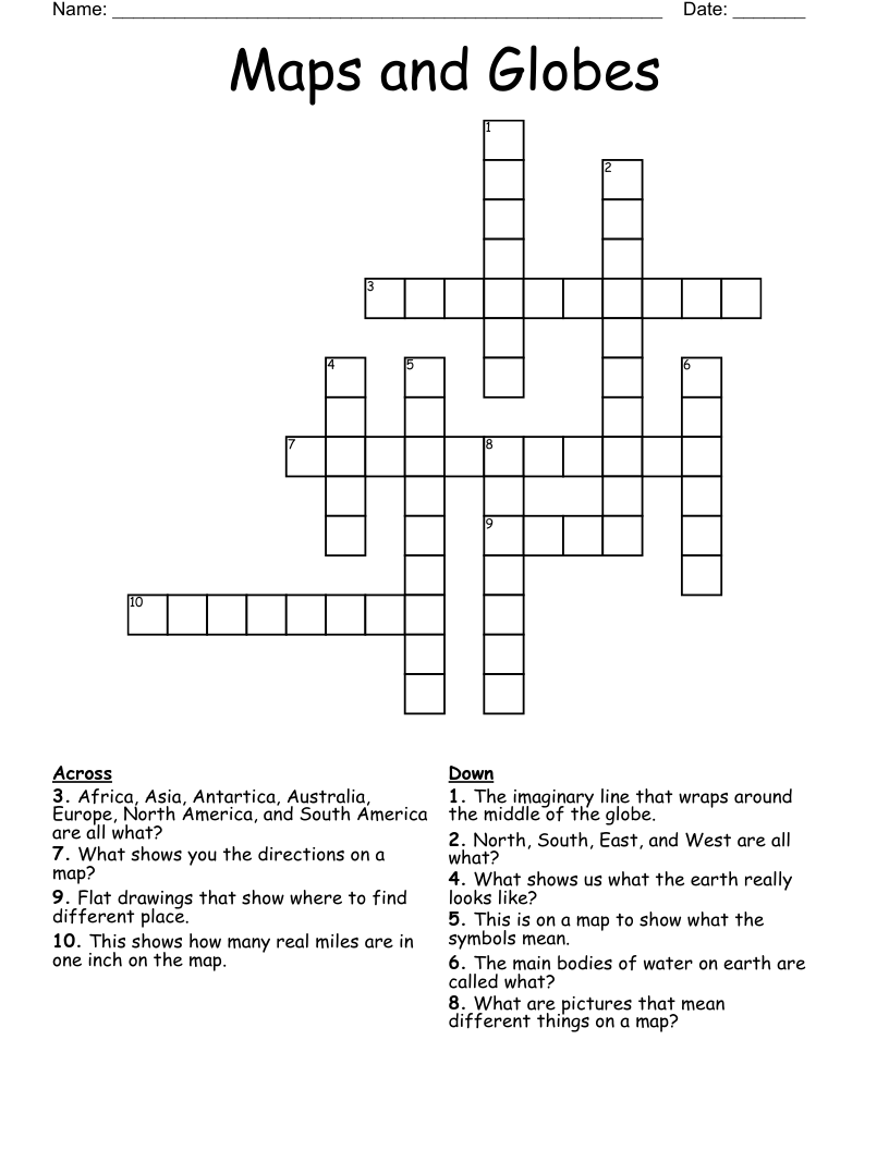 Maps and Globes Crossword