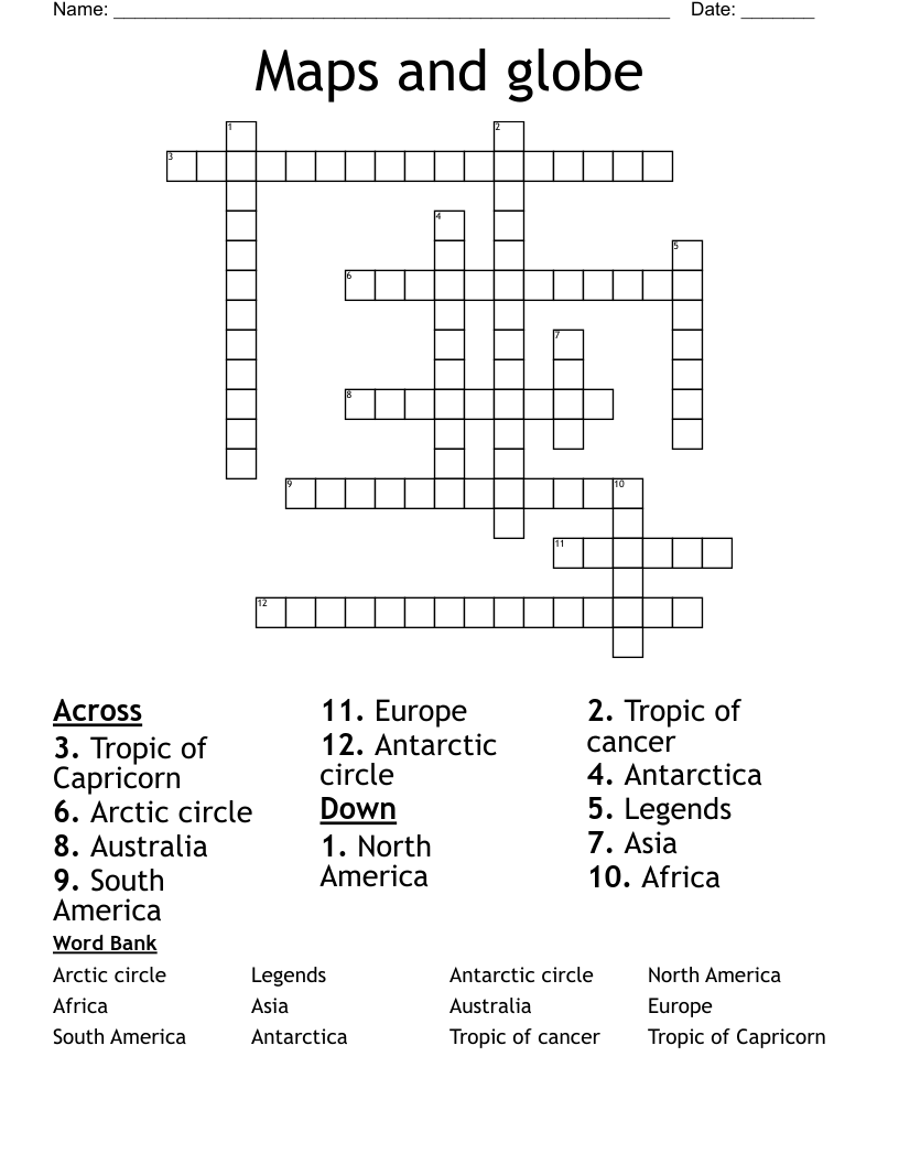 Maps and globe  Crossword