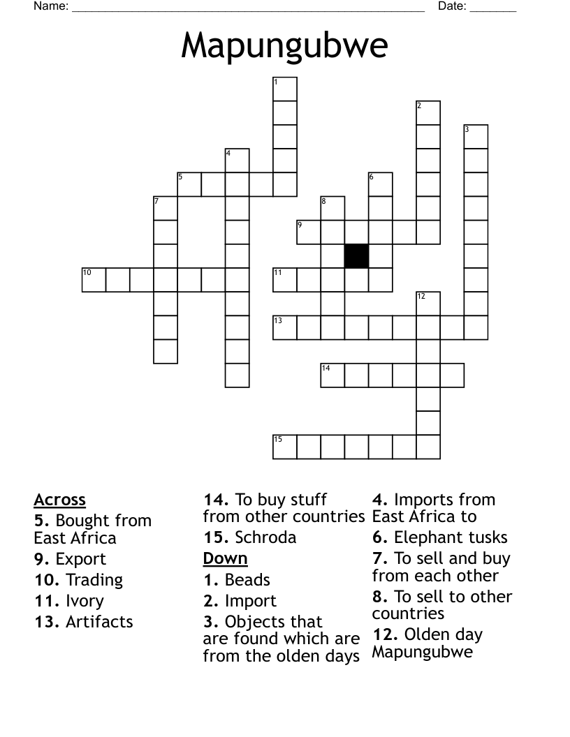 Mapungubwe Crossword