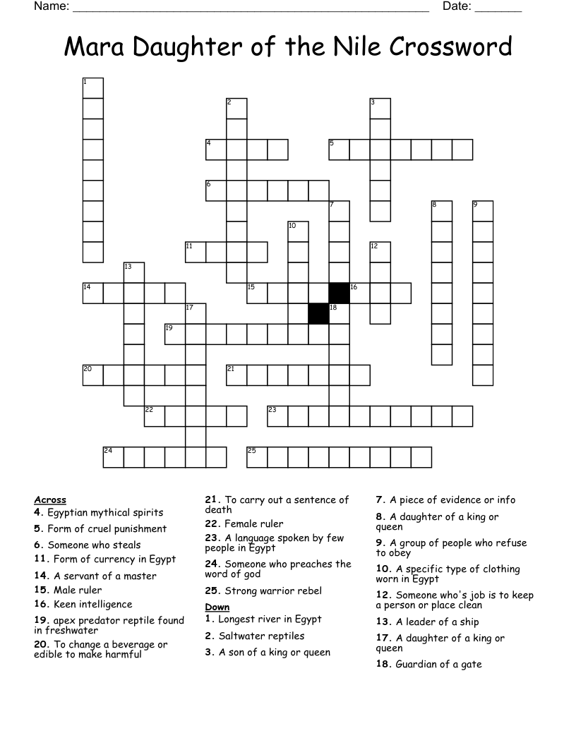 Mara Daughter of the Nile Crossword 