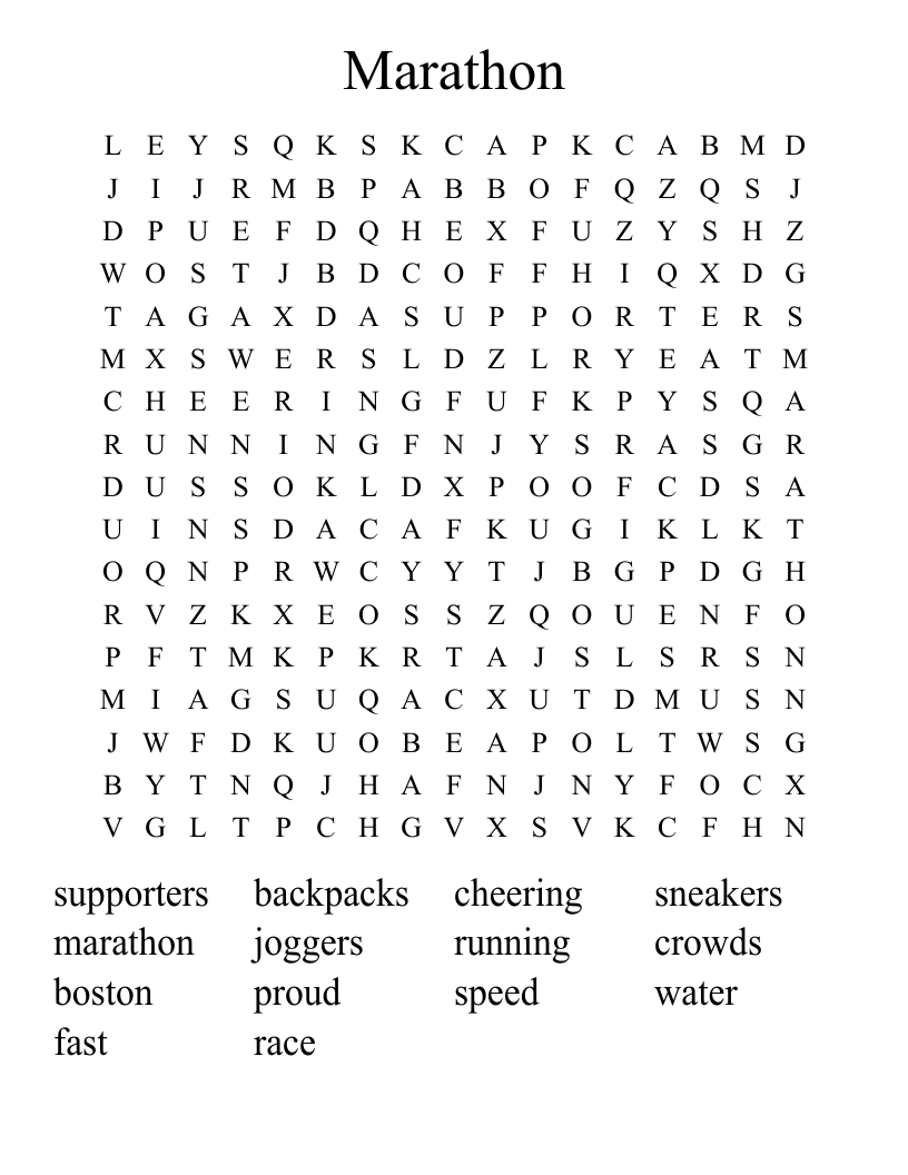 Marathon Word Search