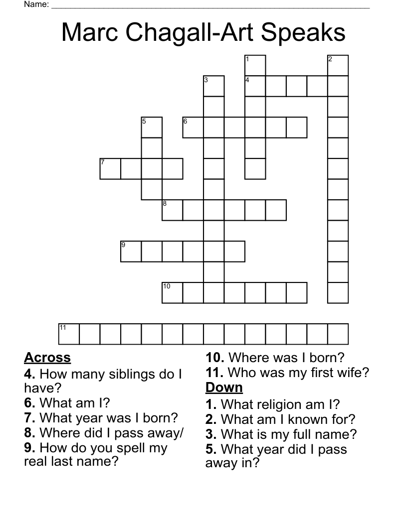 Marc Chagall-Art Speaks Crossword