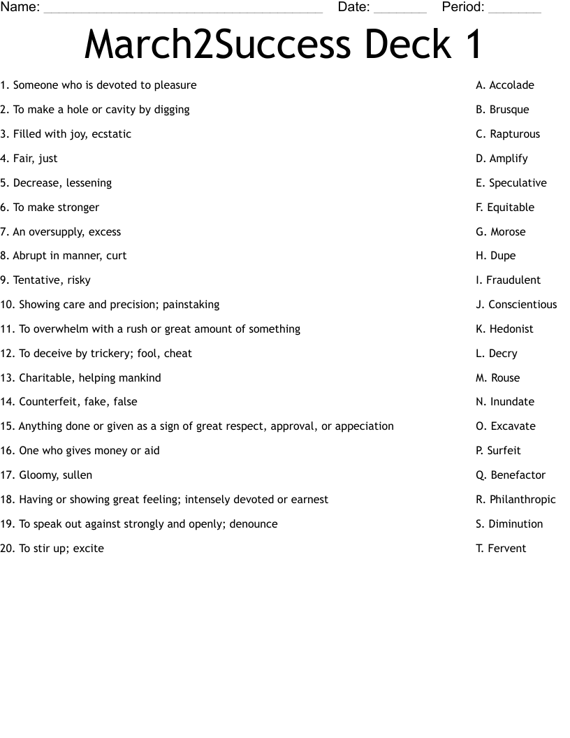 March2Success Deck 1 Worksheet