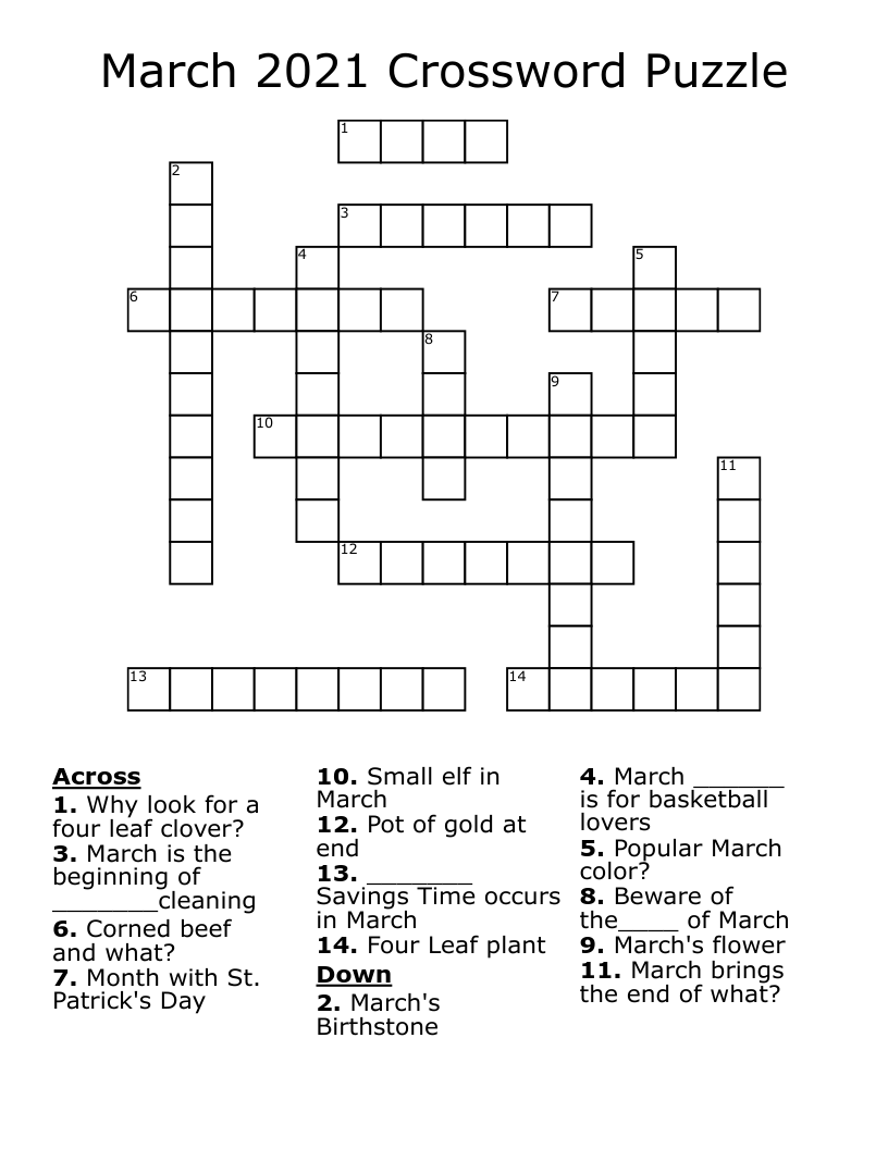 March 2021 Crossword Puzzle 
