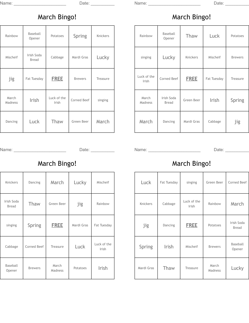 March Bingo!