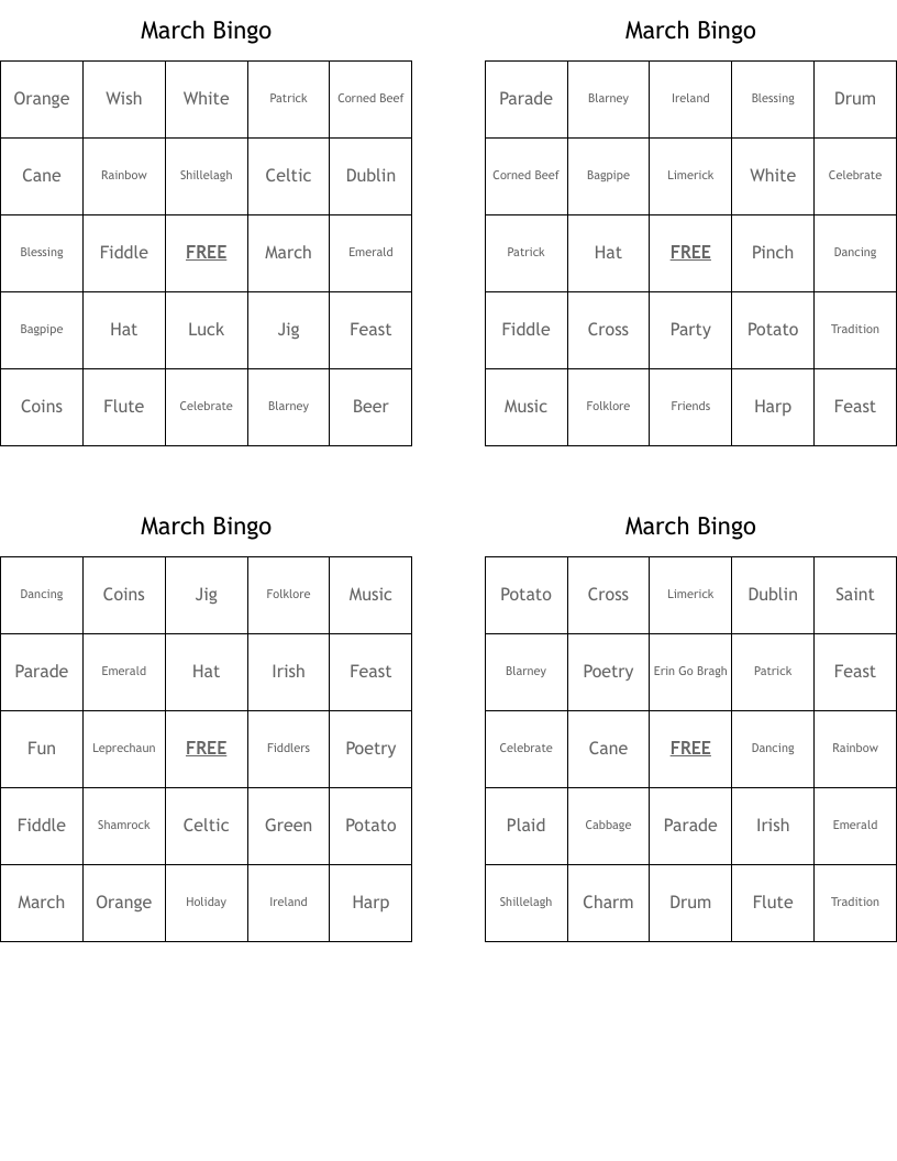 March Bingo