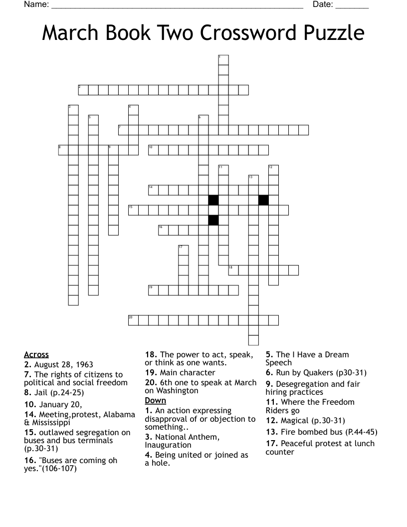 March Book Two Crossword Puzzle