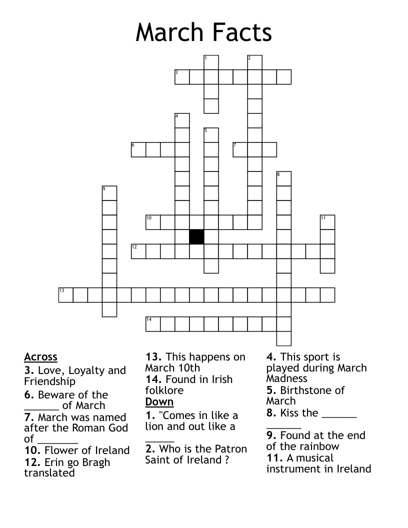 March Facts Crossword
