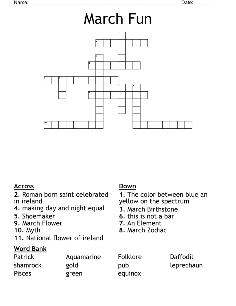 March Fun Crossword