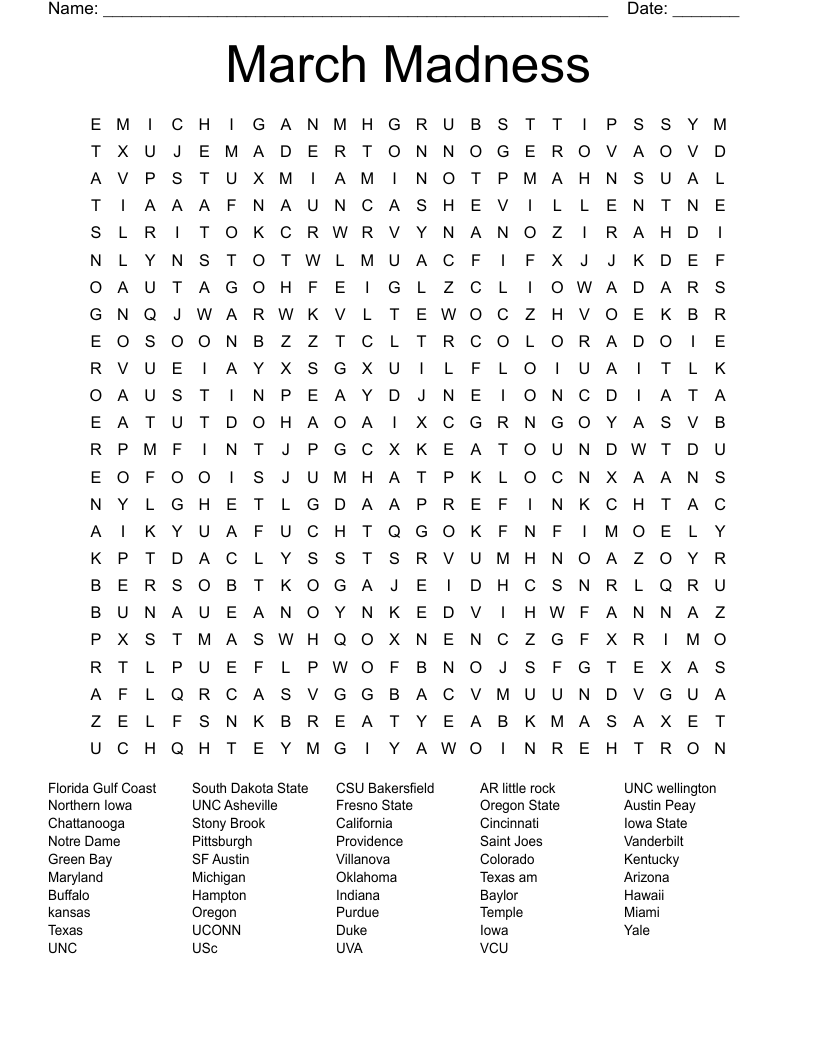 March Madness Word Search