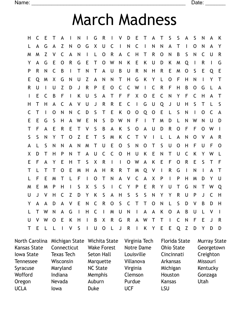 March Madness Word Search