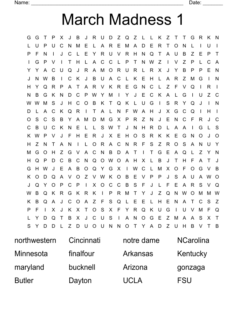 March Madness 1 Word Search