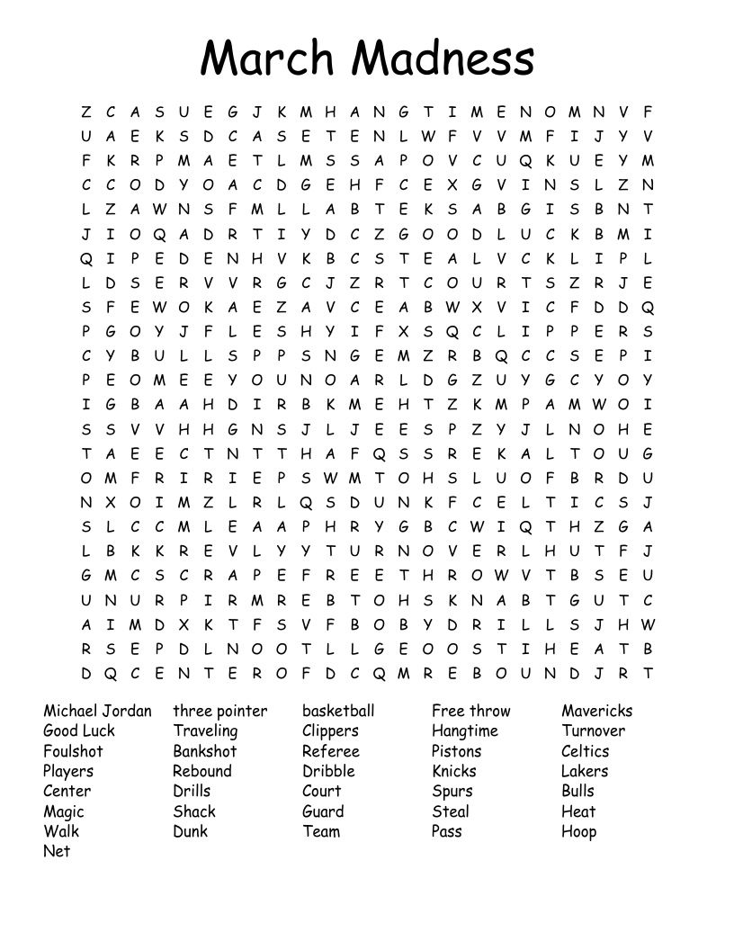 March Madness Word Search
