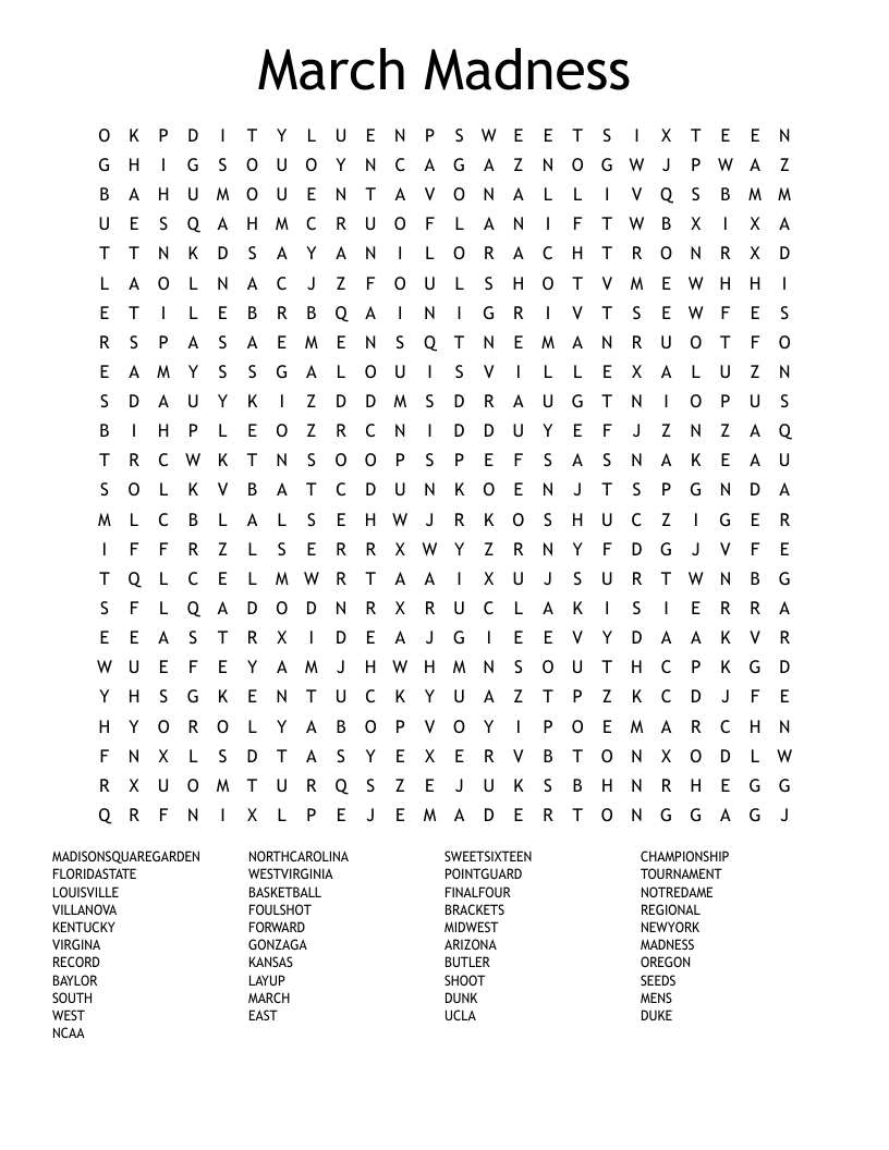 March Madness Word Search