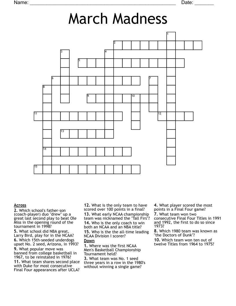 March Madness Crossword