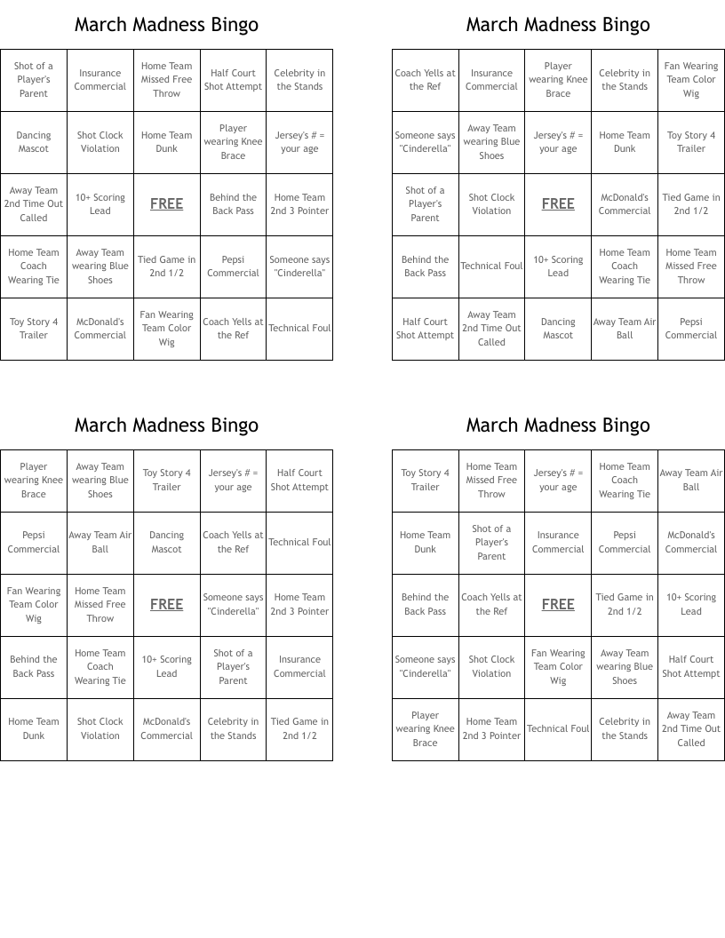 March Madness Bingo