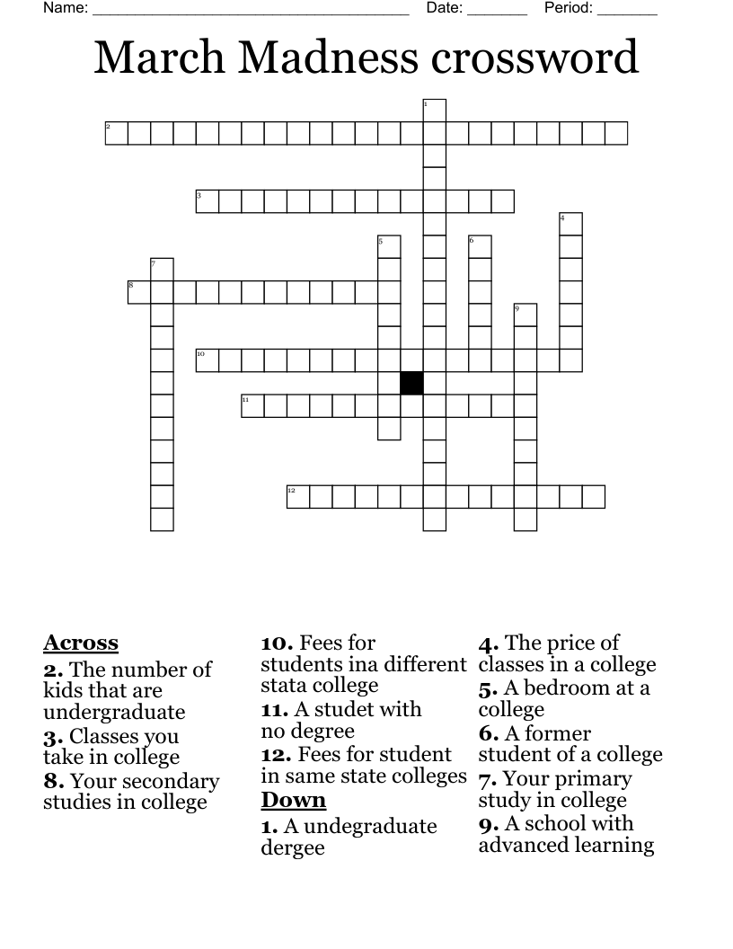 March Madness crossword