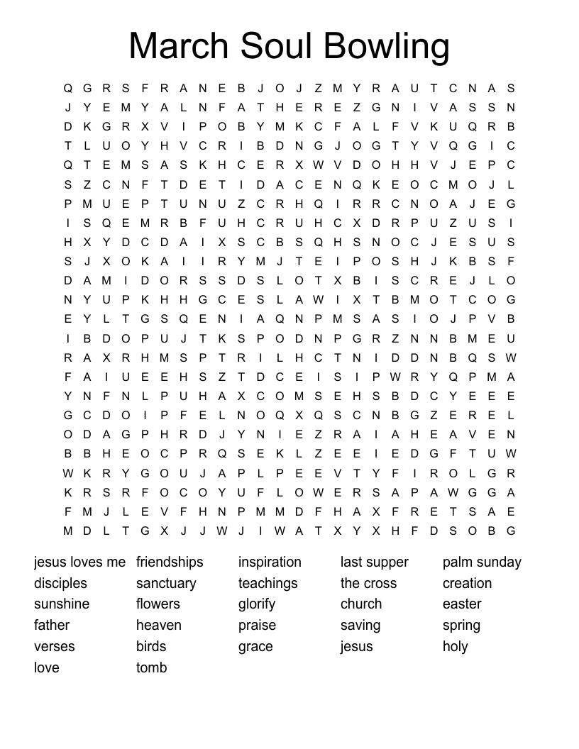March Soul Bowling  Word Search