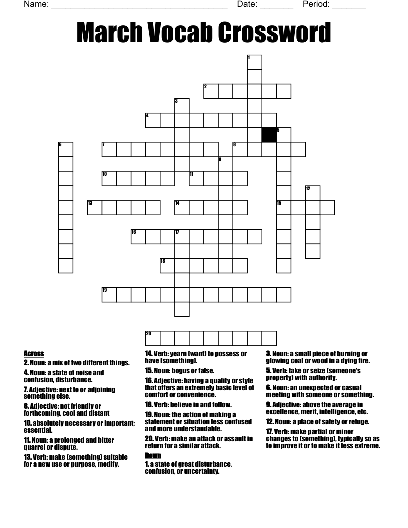 March Vocab Crossword