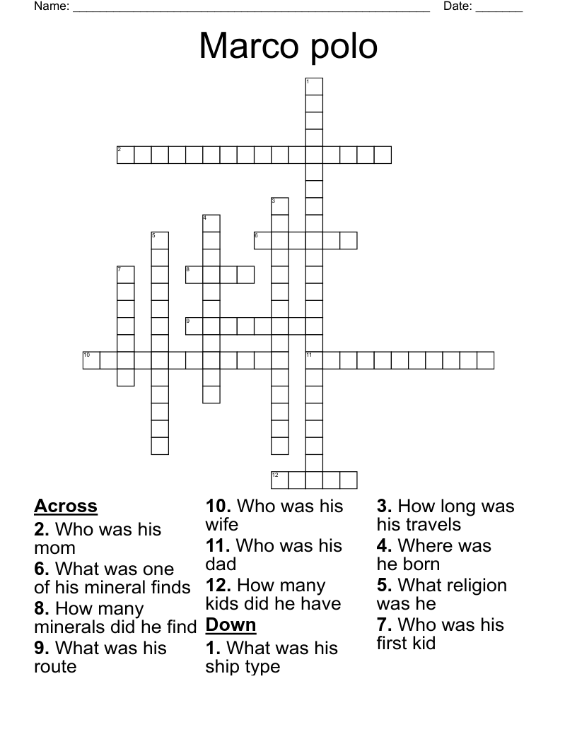 Marco polo Crossword