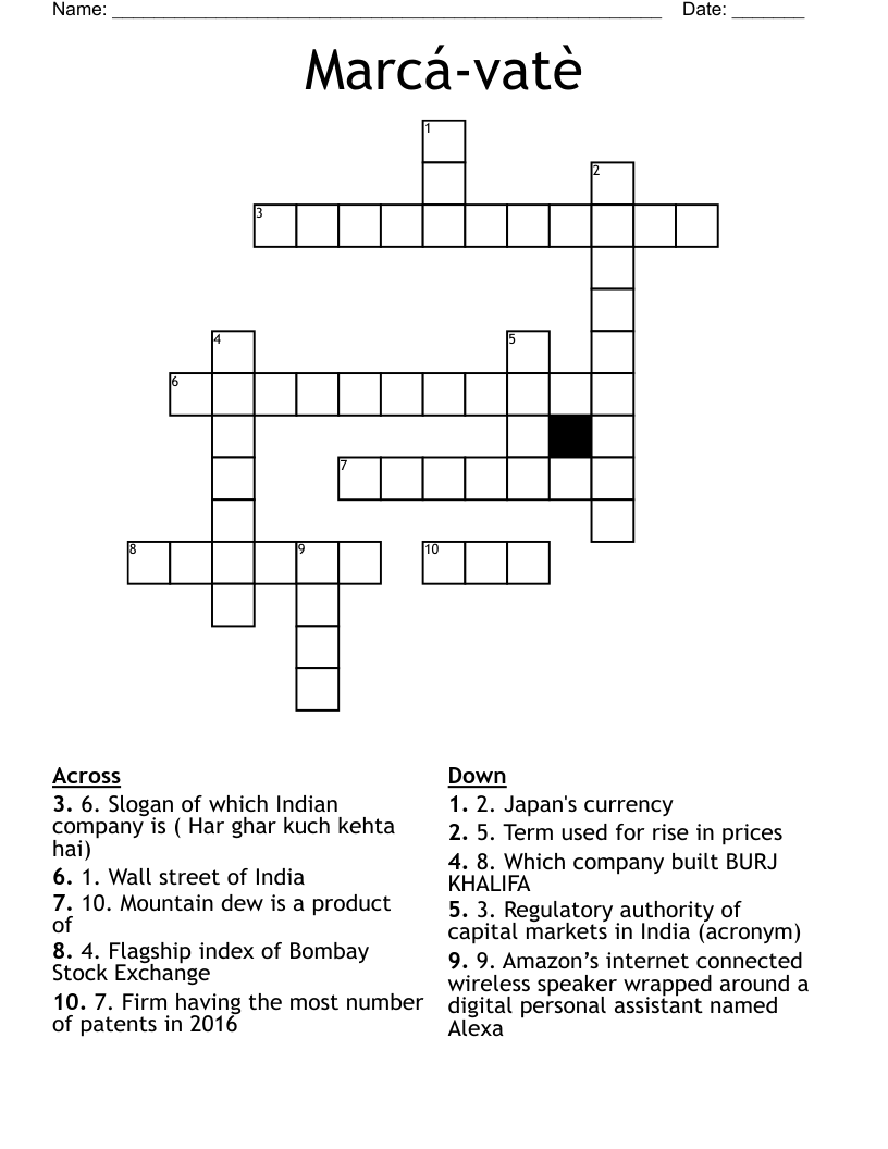 Marcá-vatè Crossword