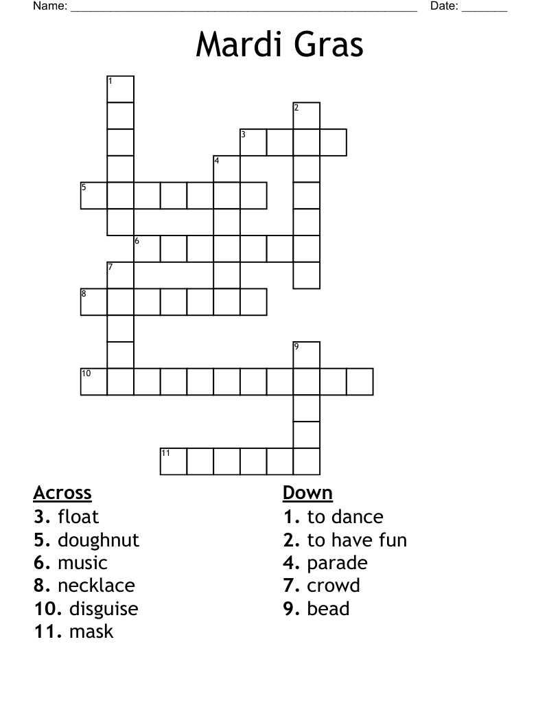 Mardi Gras Crossword