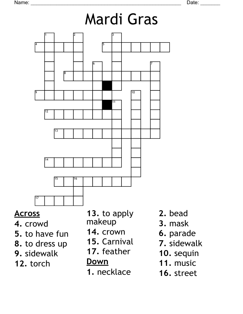 Mardi Gras Crossword