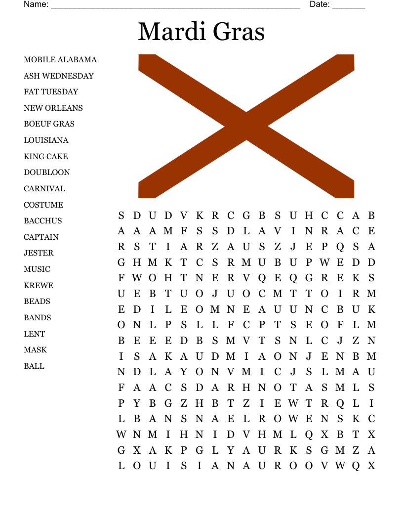 Mardi Gras Word Search