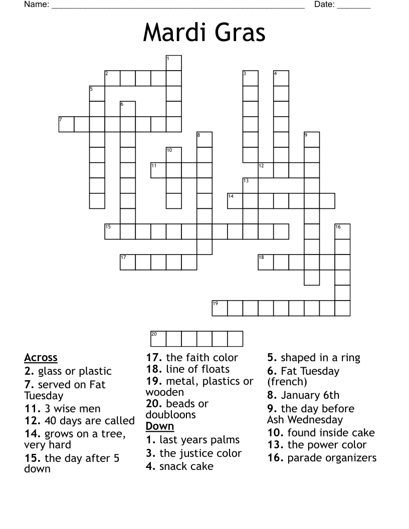 Mardi Gras  Crossword