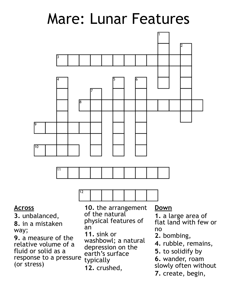 Mare: Lunar Features Crossword