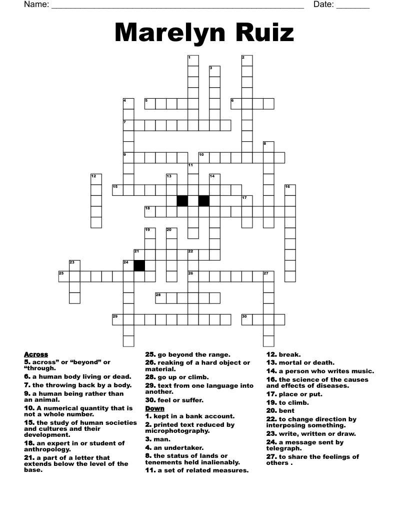 Marelyn Ruiz Crossword