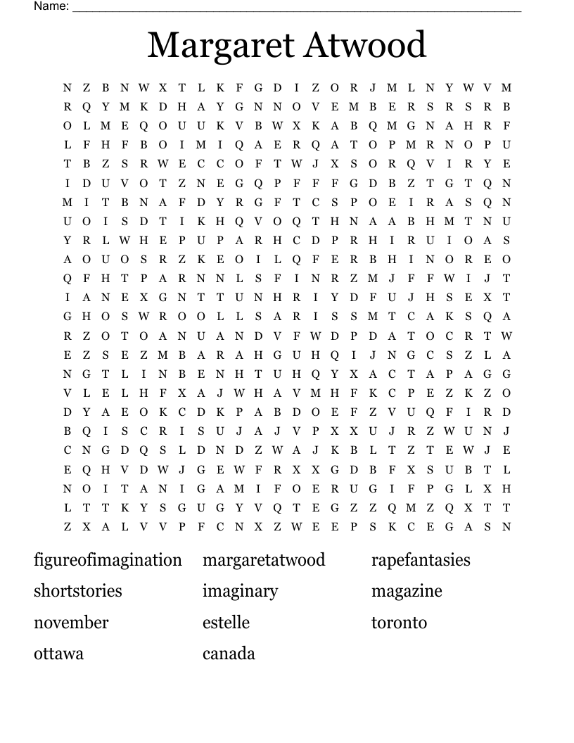 Margaret Atwood Word Search