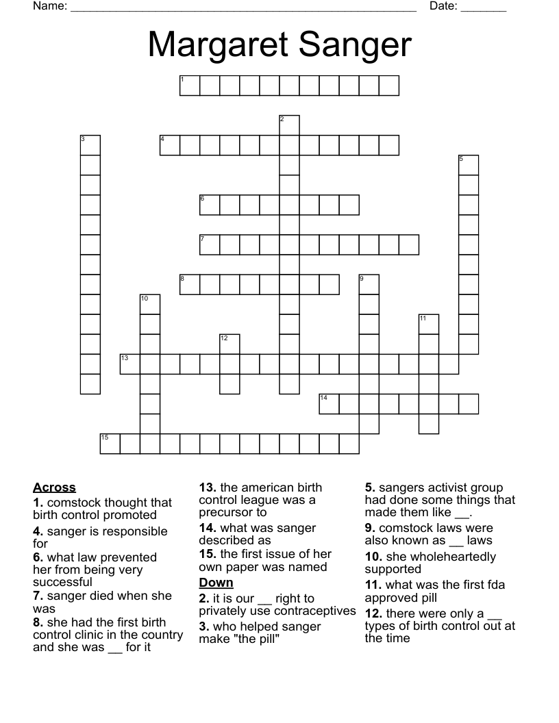 Margaret Sanger Crossword