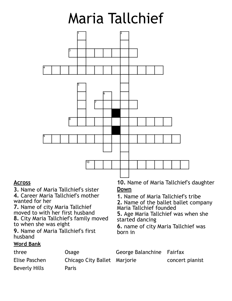 Maria Tallchief Crossword