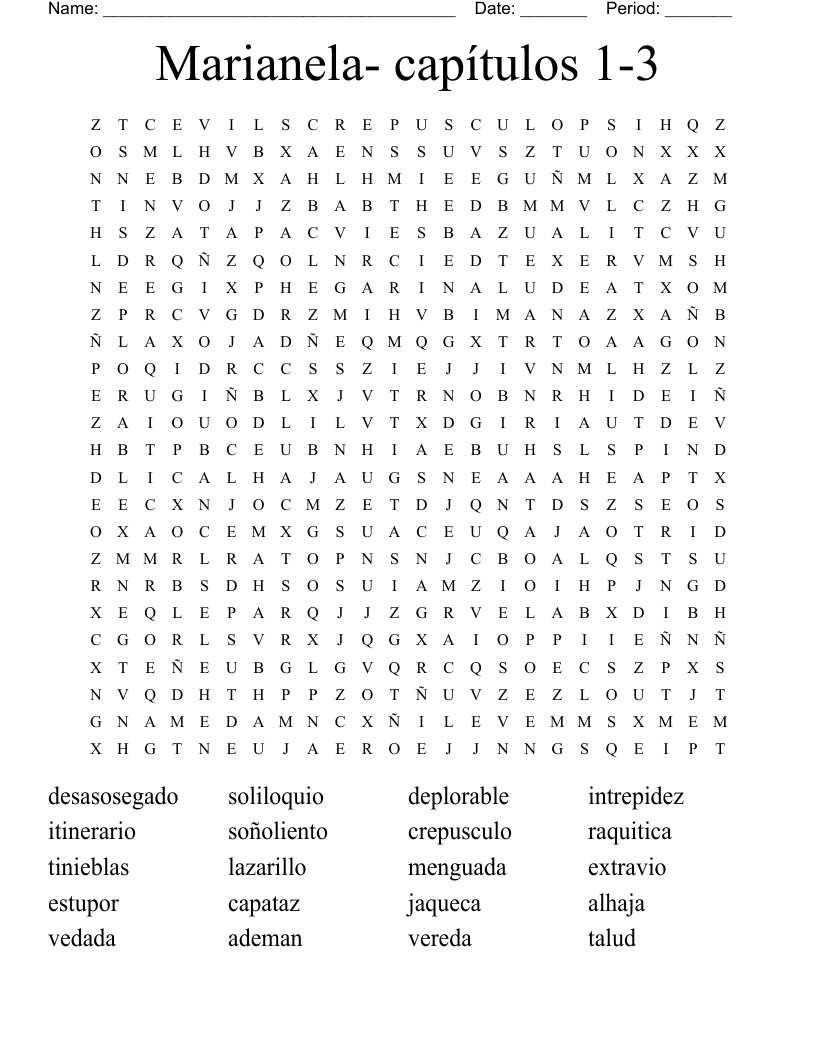 Marianela- capítulos 1-3  Word Search